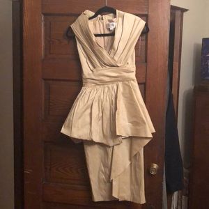 Portrait collar stretch crepe dress